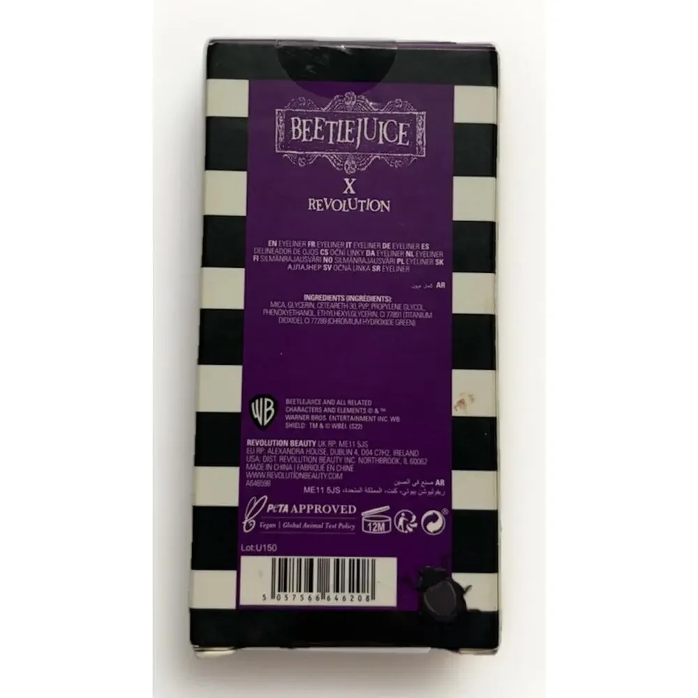 Beetlejuice x Revolution Adam Eyeliner Pot Black Cream Eyeliner 8g Goth NEW